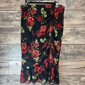 Ember Floral Ruched Midi Skirt – Size L